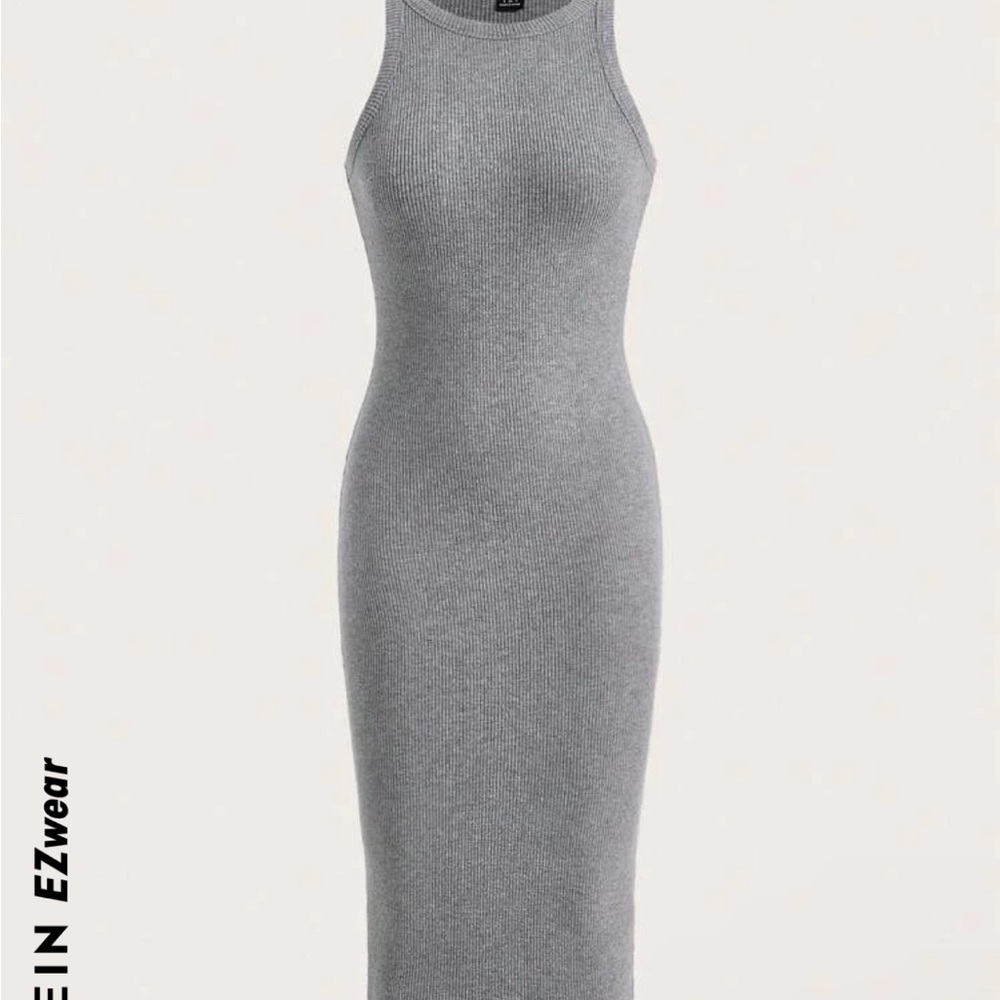 Solid Ribbed Knit Bodycon Dress